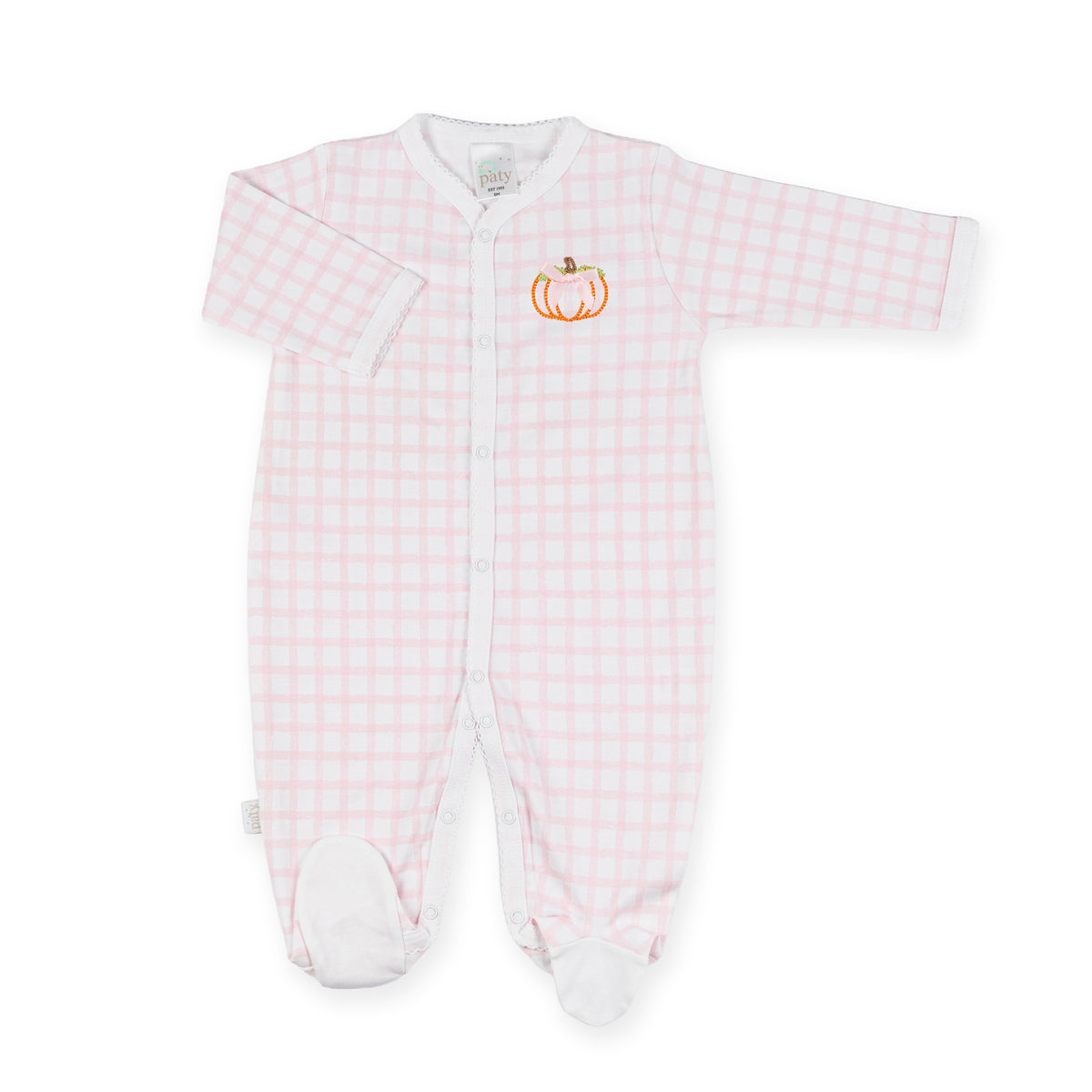 Paty Pima Gingham Pumpkin Footie