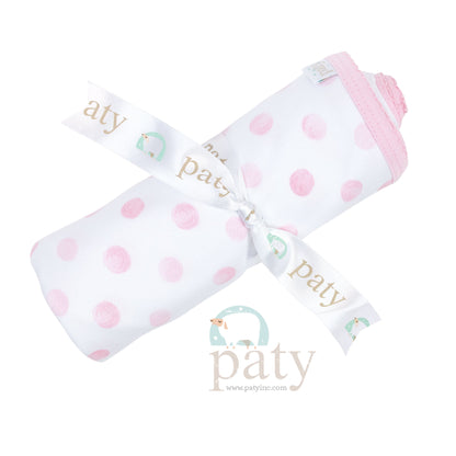 Pima Blanket with Water Color Print Pink Dots