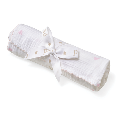Paty Organic Cotton Swaddle Blanket with Hearts