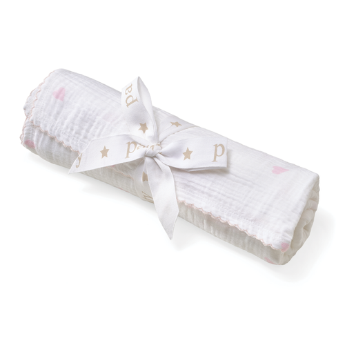 Paty Organic Cotton Swaddle Blanket with Hearts