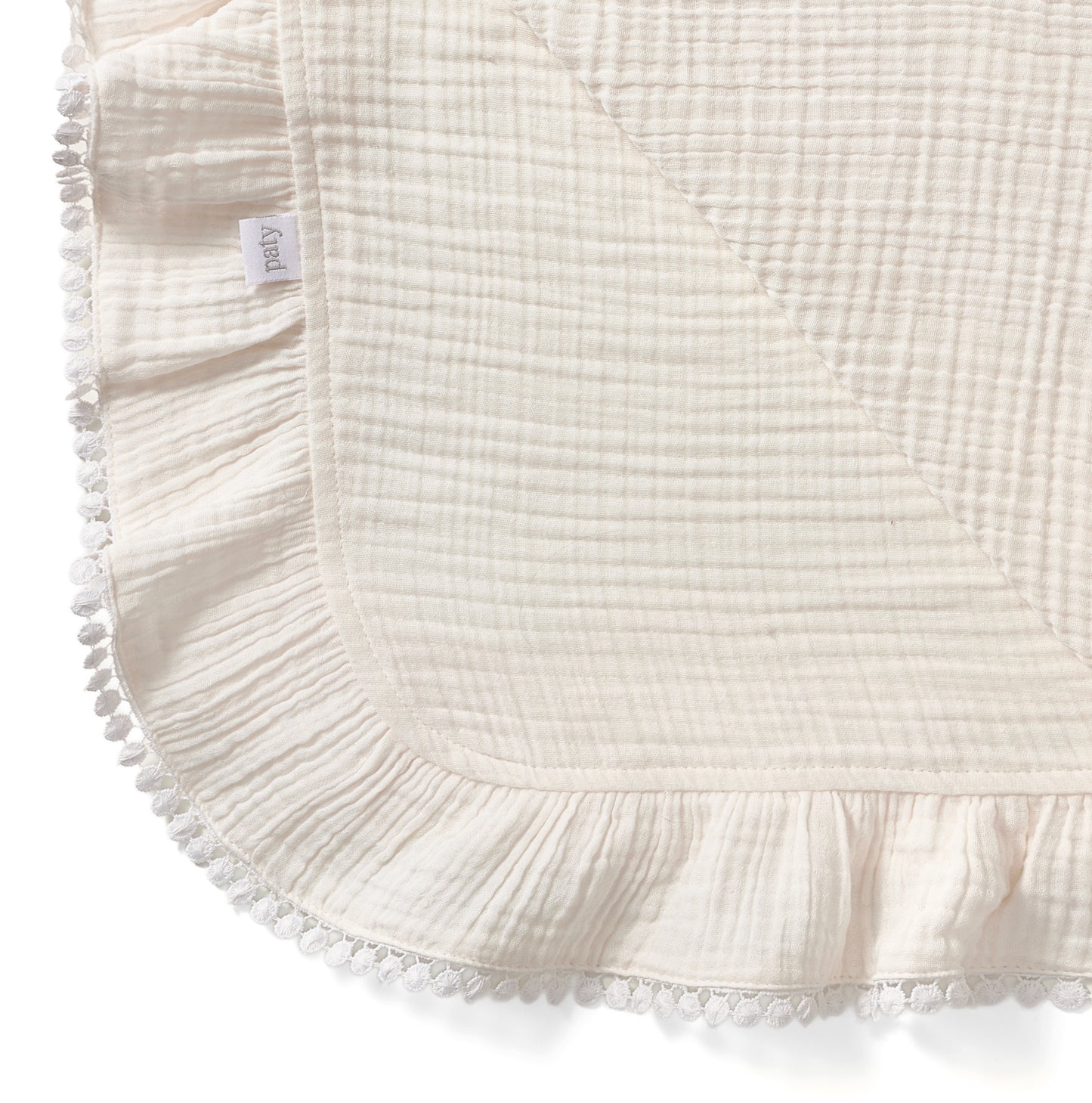 Paty Organic Cotton Muslin Gauze Blanket with Pom Trim