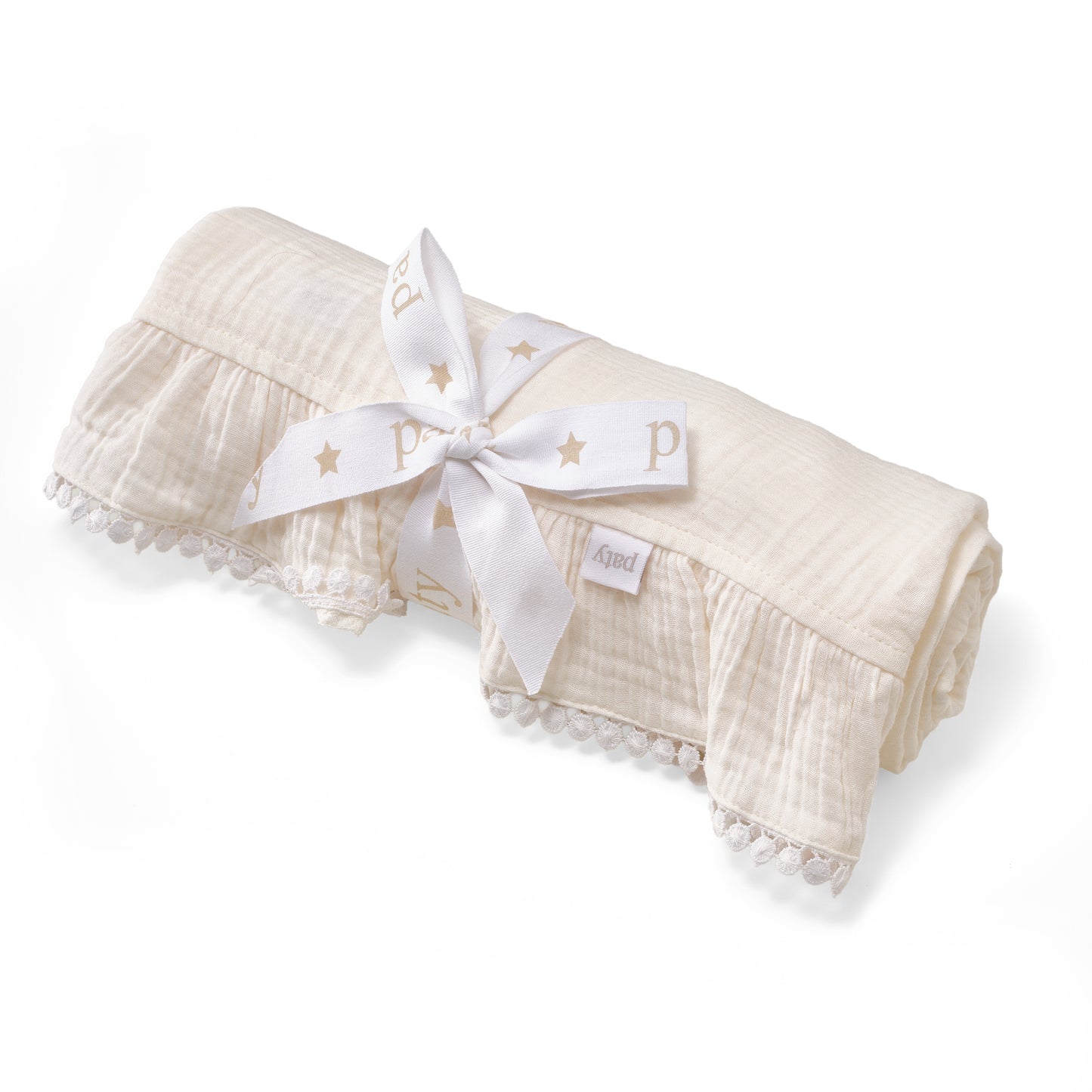Paty Organic Cotton Muslin Gauze Blanket with Pom Trim