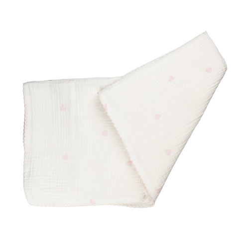 Pink Heart Muslin Swaddle Blanket (Fall Holiday Collection 2025)