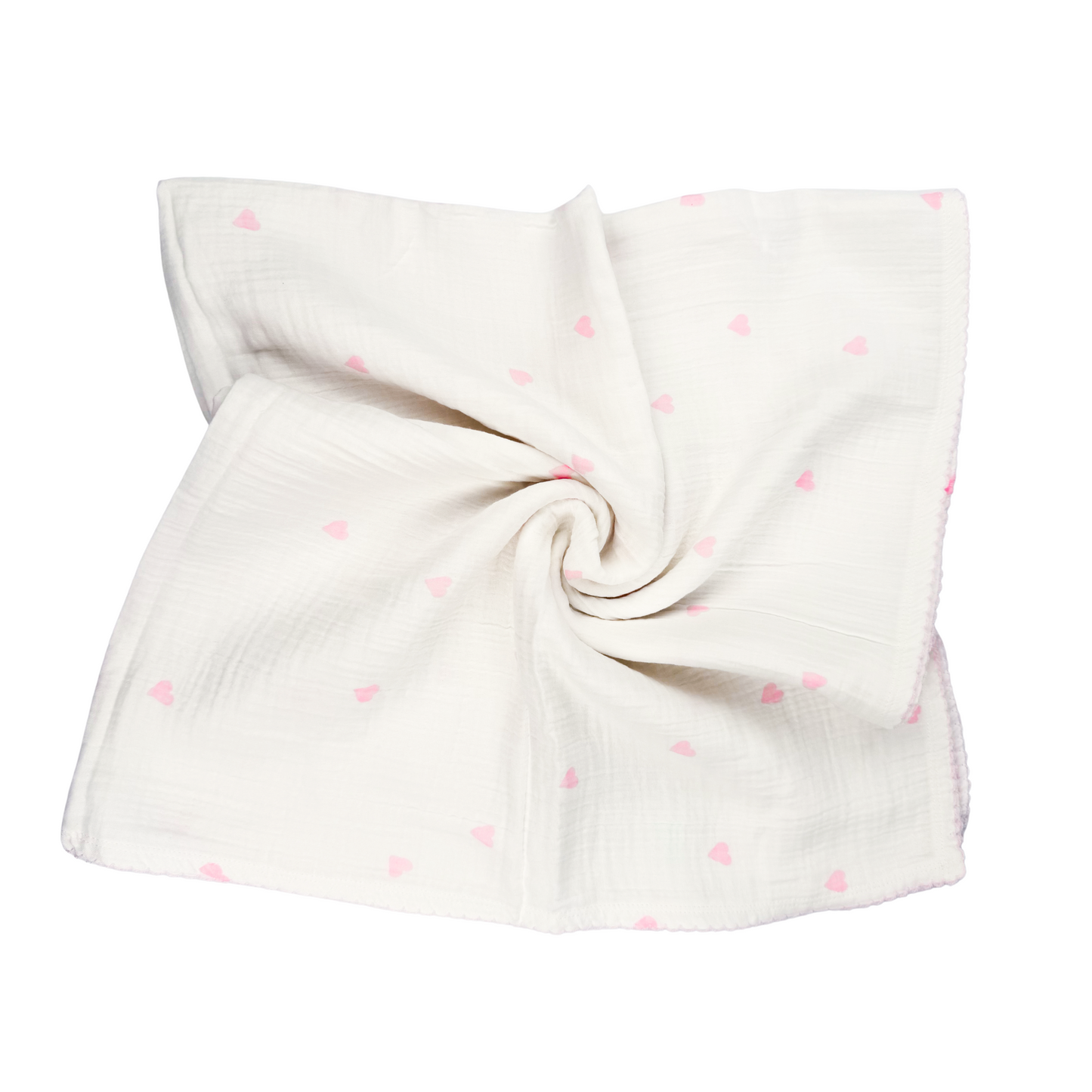 Pink Heart Muslin Swaddle Blanket (Fall Holiday Collection 2025)