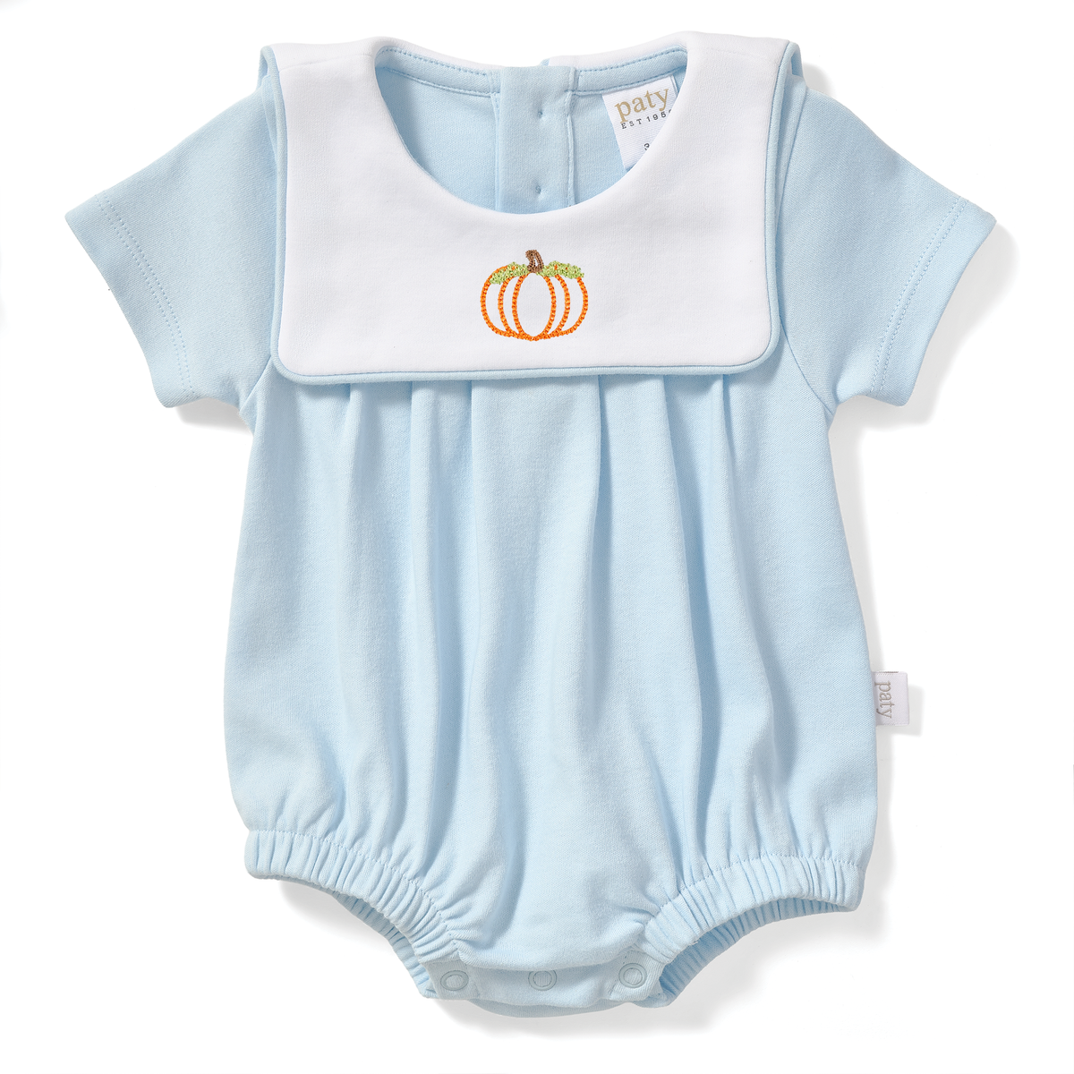 Paty Organic Cotton Pumpkin Embroidery Bubble with Bib