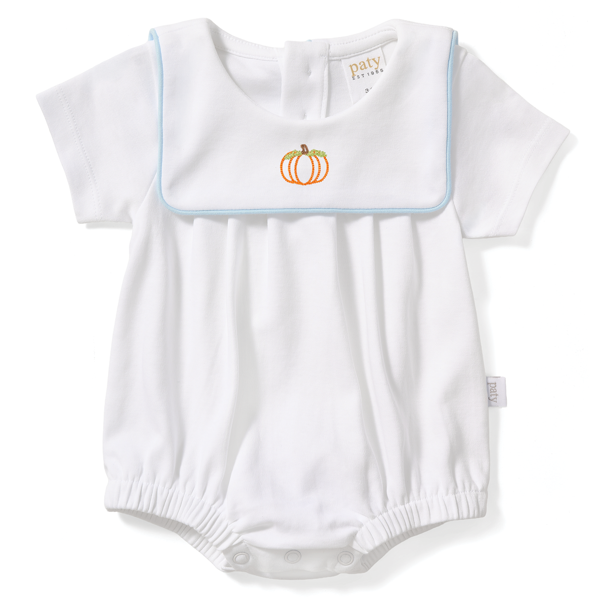 Paty Organic Cotton Pumpkin Embroidery Bubble with Bib