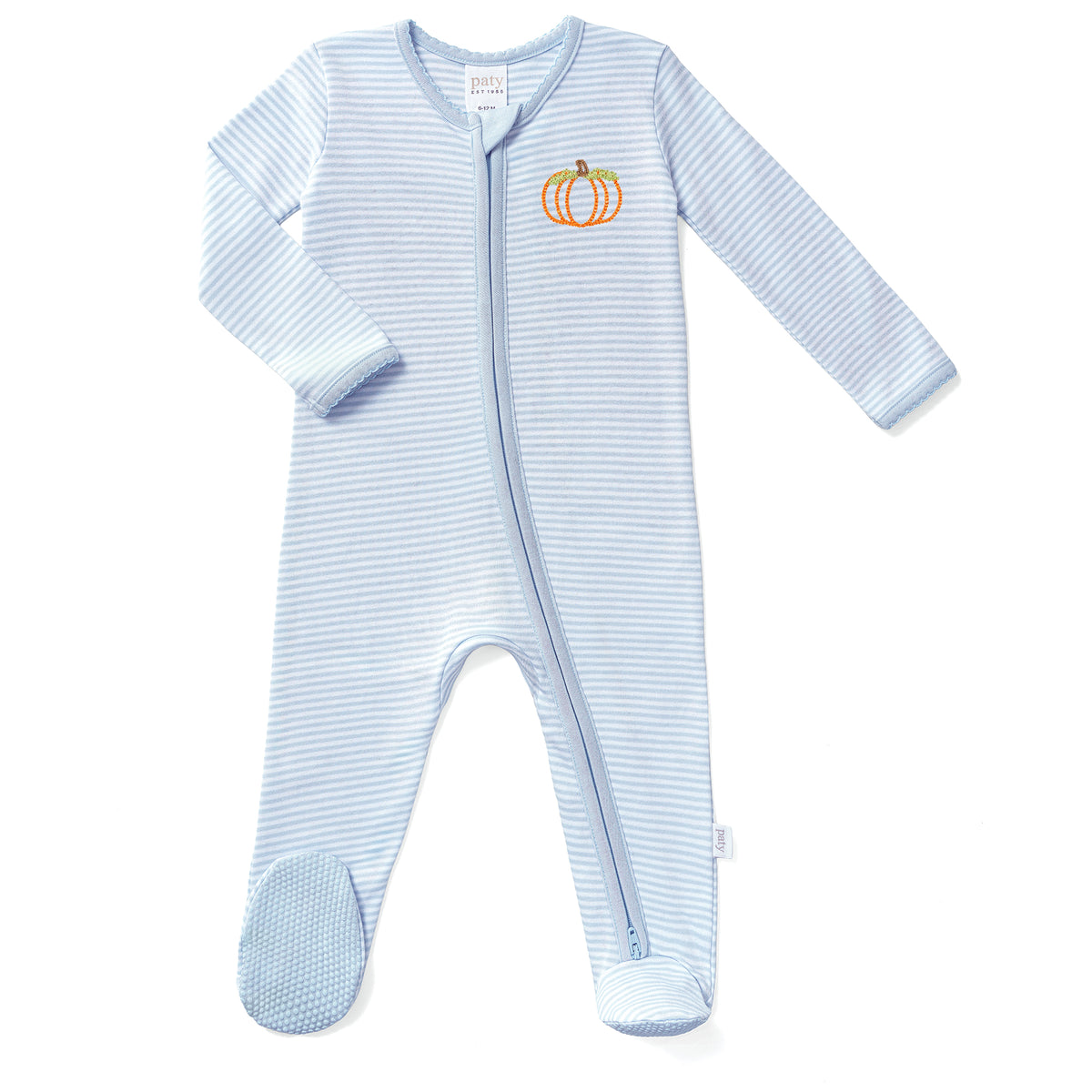 Paty Organic Cotton Striped Zipper Pumpkin Footie