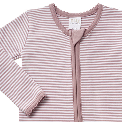 Paty Organic Cotton Striped Zipper Footie