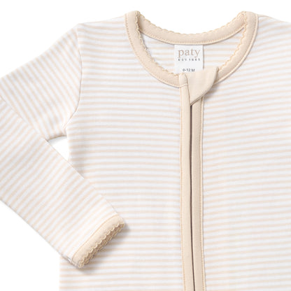 Paty Organic Cotton Striped Zipper Footie