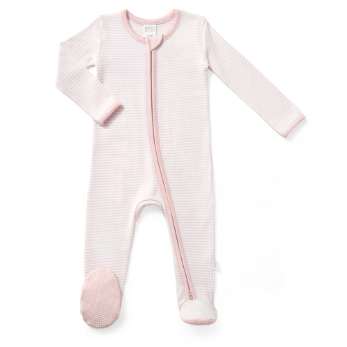 Paty Organic Cotton Striped Zipper Footie