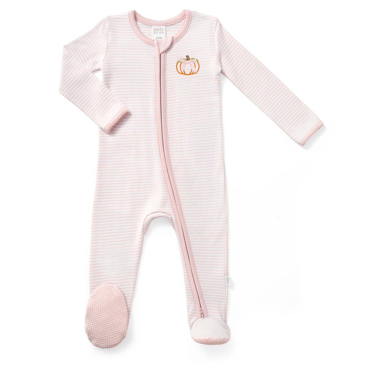 Paty Organic Cotton Striped Zipper Pumpkin Footie