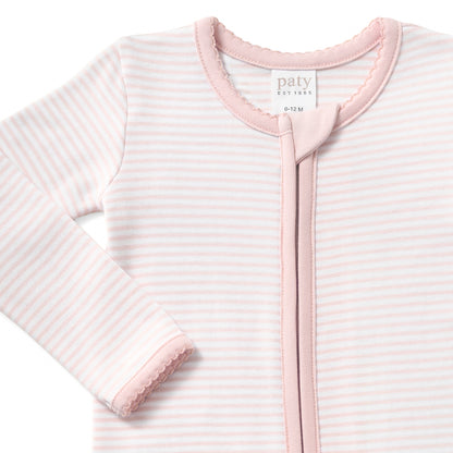Paty Organic Cotton Striped Zipper Footie