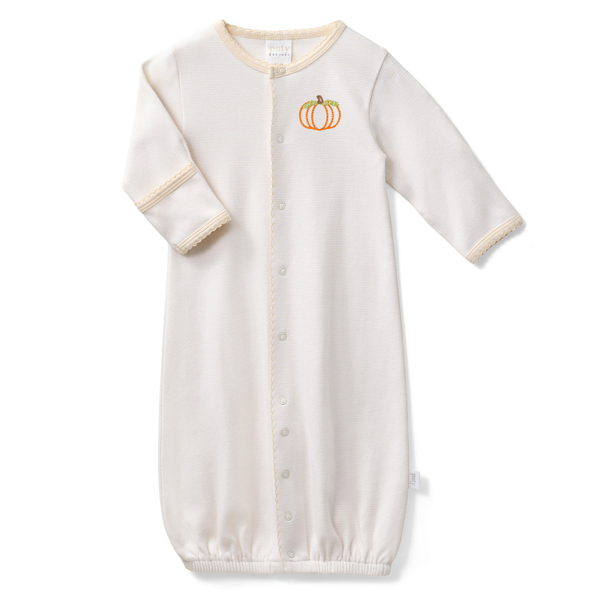 Paty Organic Cotton Interlock Striped Pumpkin Converter Gown