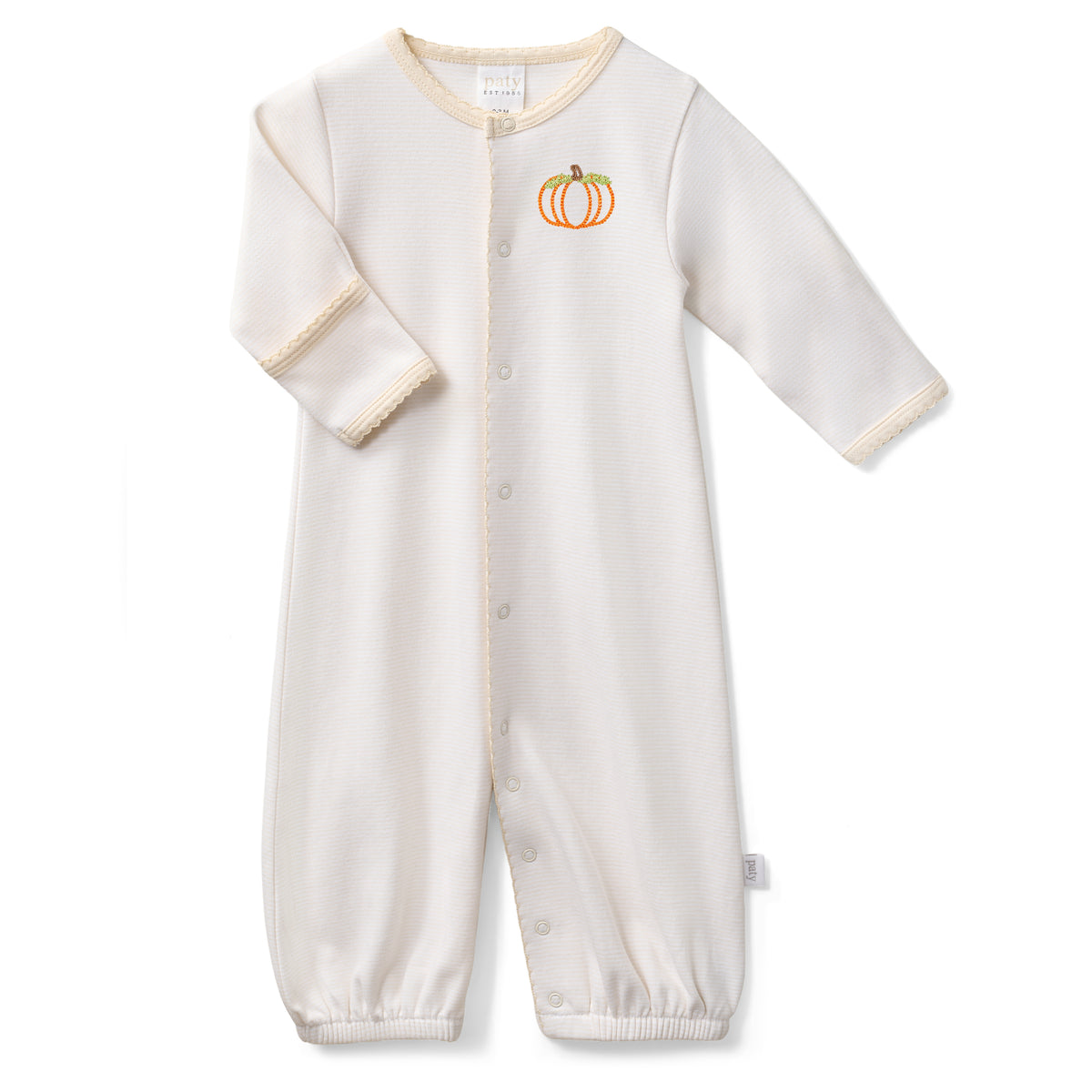Paty Organic Cotton Interlock Striped Pumpkin Converter Gown