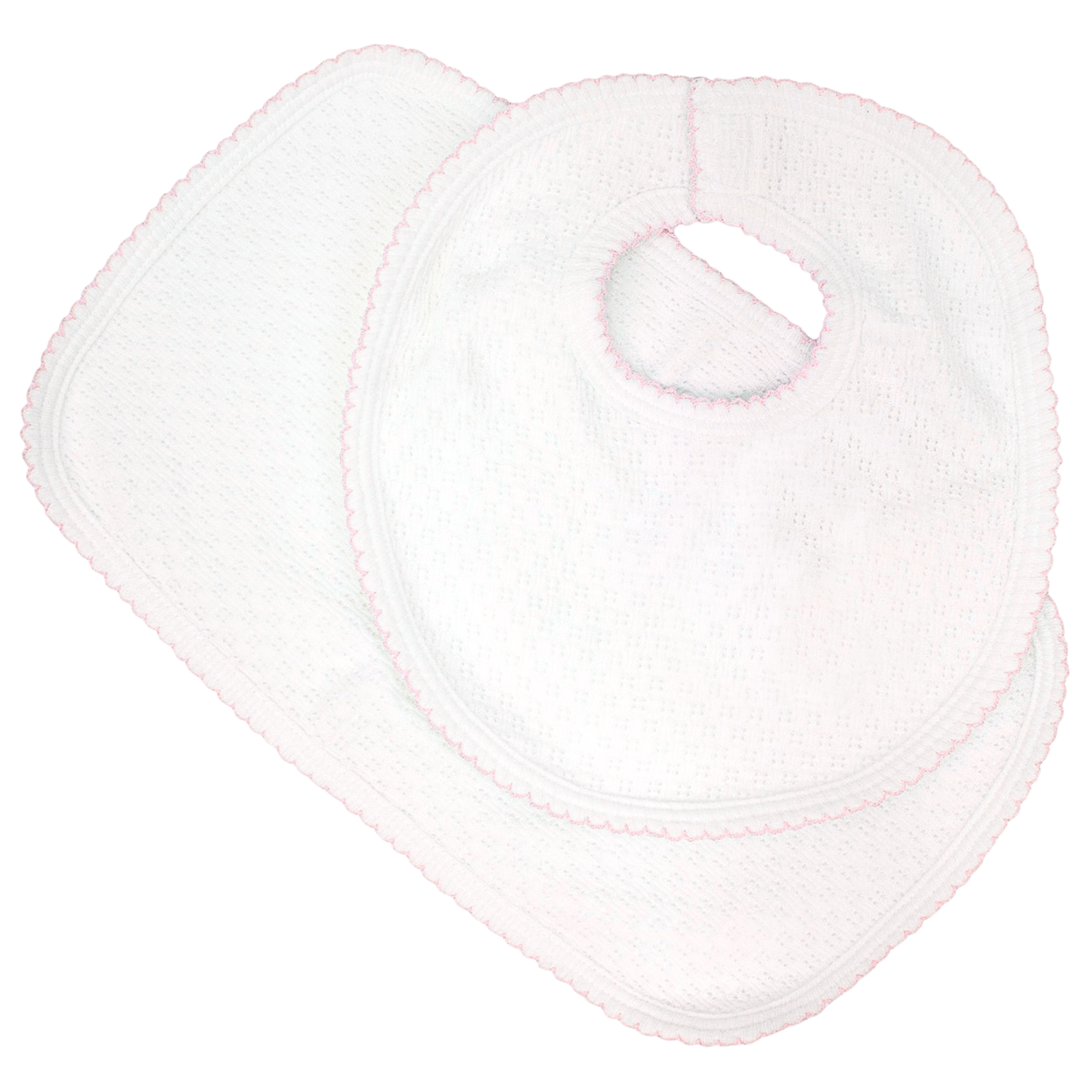 Paty Knit Velcro Bib with Burp Cloth Set (Eyelet Trim Optional)