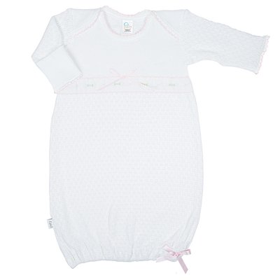 Paty Knit Overlap Shoulder Gown with Swiss Floral #155SWF