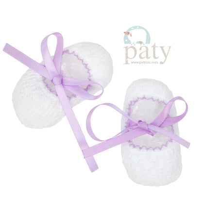 White Paty Knit Slippers #156