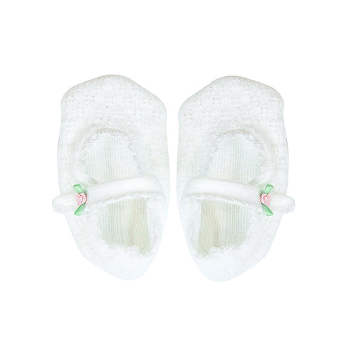Paty Knit Crib Shoes with Rosettes #157R