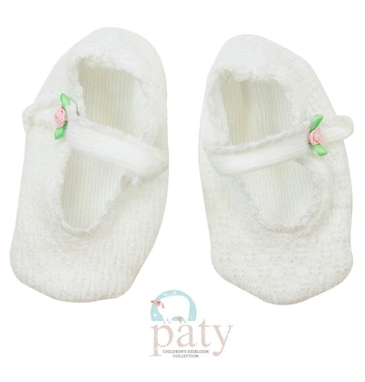 Paty Knit Crib Shoes with Rosettes #157R