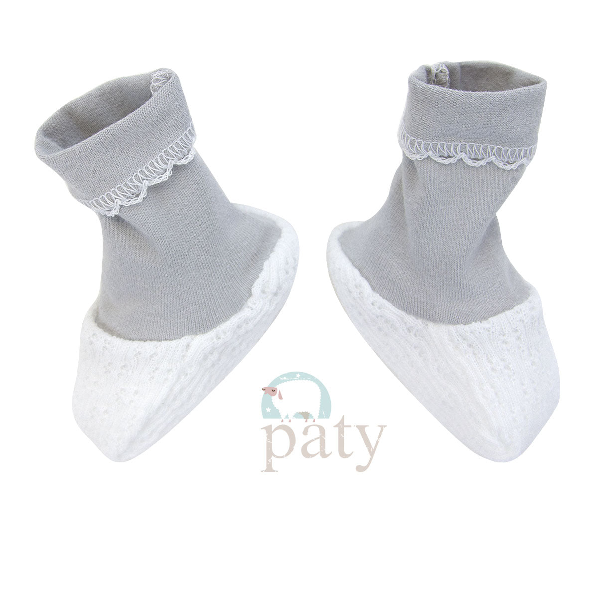 White Booties with Cotton Trim Options #158J