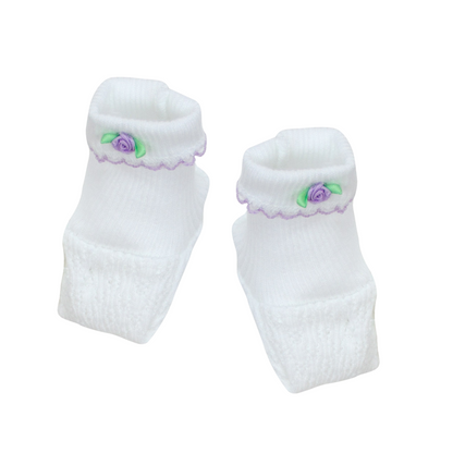 Paty Knit Booties with Rosettes #158R