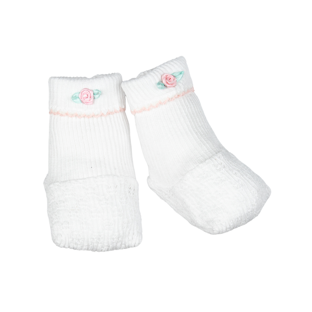 Paty Knit Booties with Rosettes
