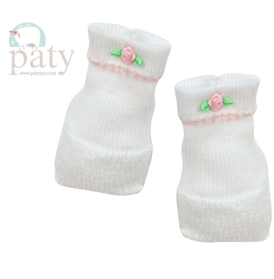 Paty Knit Booties with Rosettes #158R