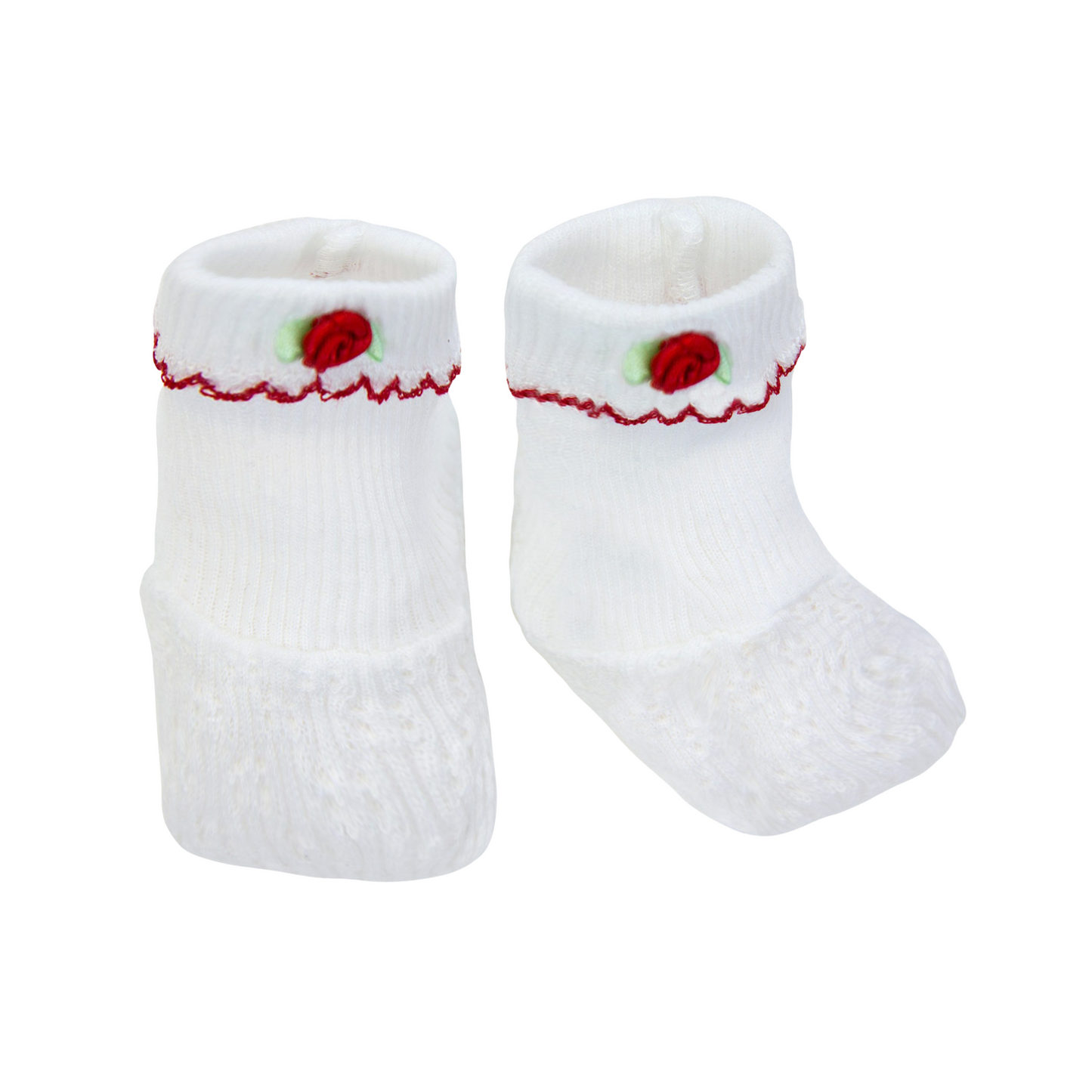 Paty Knit Booties with Rosettes #158R