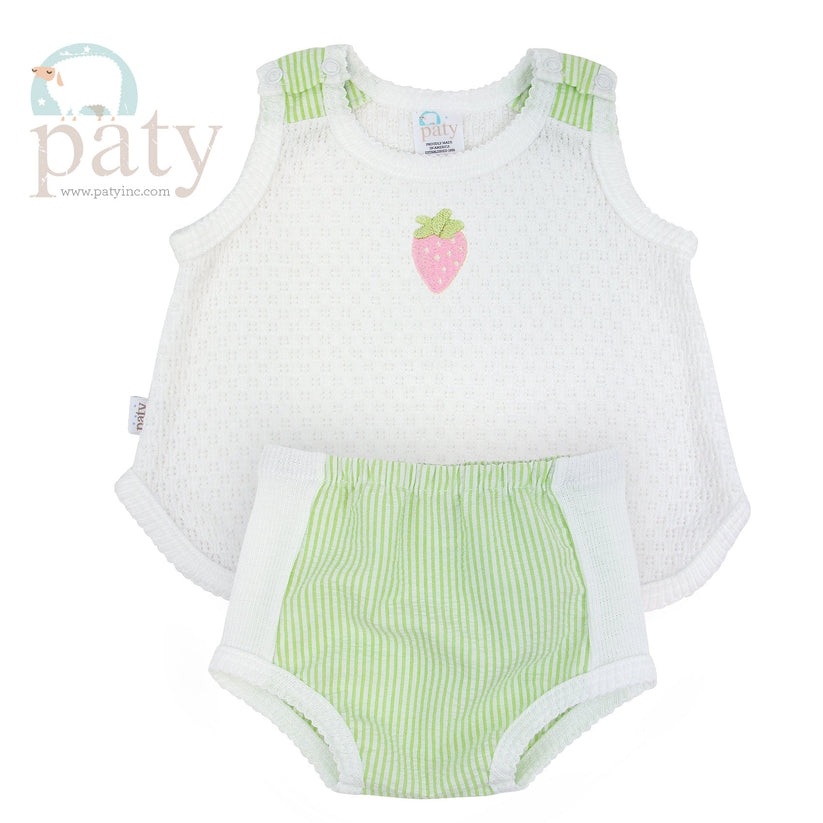 Paty Knit 2 Piece Sleeveless Diaper Set, White with Bow main image 1