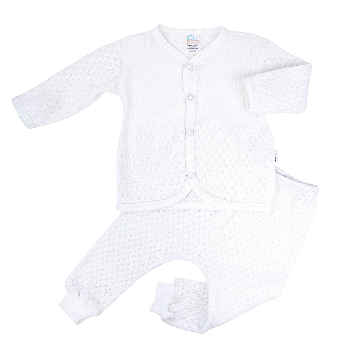 White 2 PC Set, Top w/ Snaps and Long Pants #161