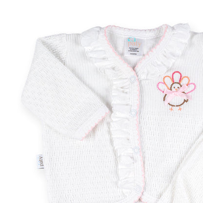PatyKnit™ Long Sleeve Eyelet Legging Set with Turkey Embroidery
