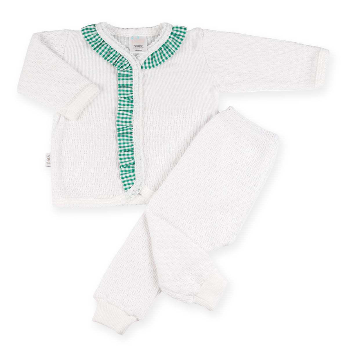 PatyKnit™ Two-Piece Legging Set with Gingham Ruffle