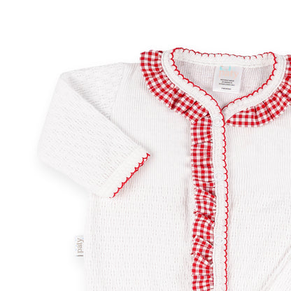 PatyKnit™ Two-Piece Legging Set with Gingham Ruffle