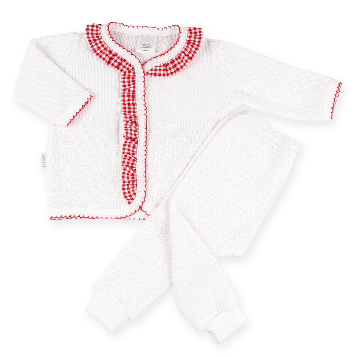 PatyKnit™ Two-Piece Legging Set with Gingham Ruffle