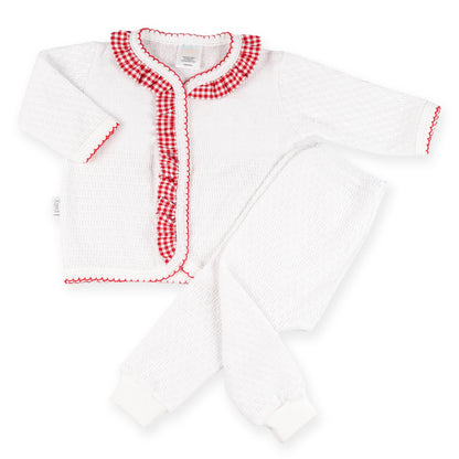 PatyKnit™ Two-Piece Legging Set with Gingham Ruffle