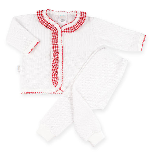 PatyKnit™ Two-Piece Legging Set with Gingham Ruffle