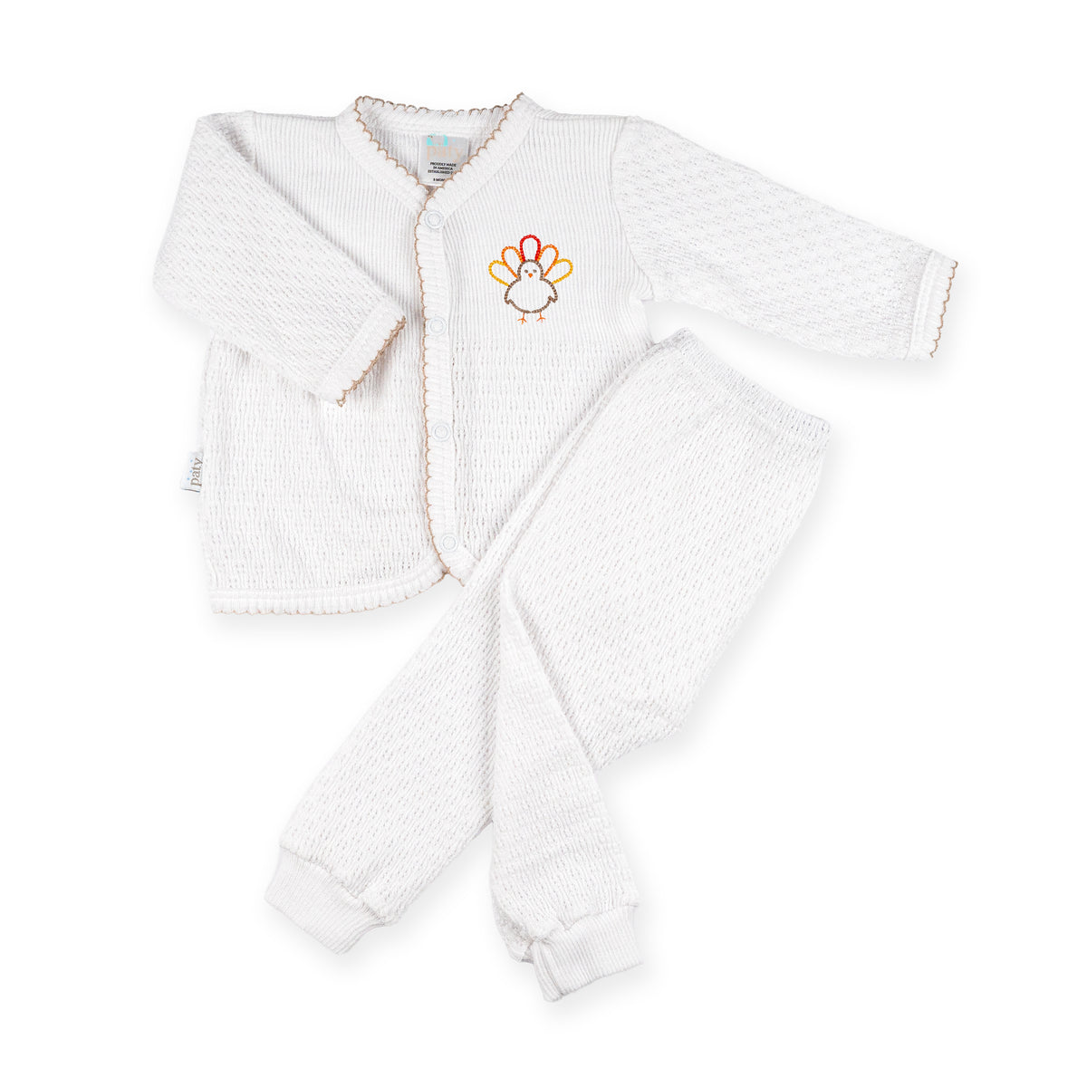 PatyKnit™ Two-Piece Legging Set with Turkey Embroidery