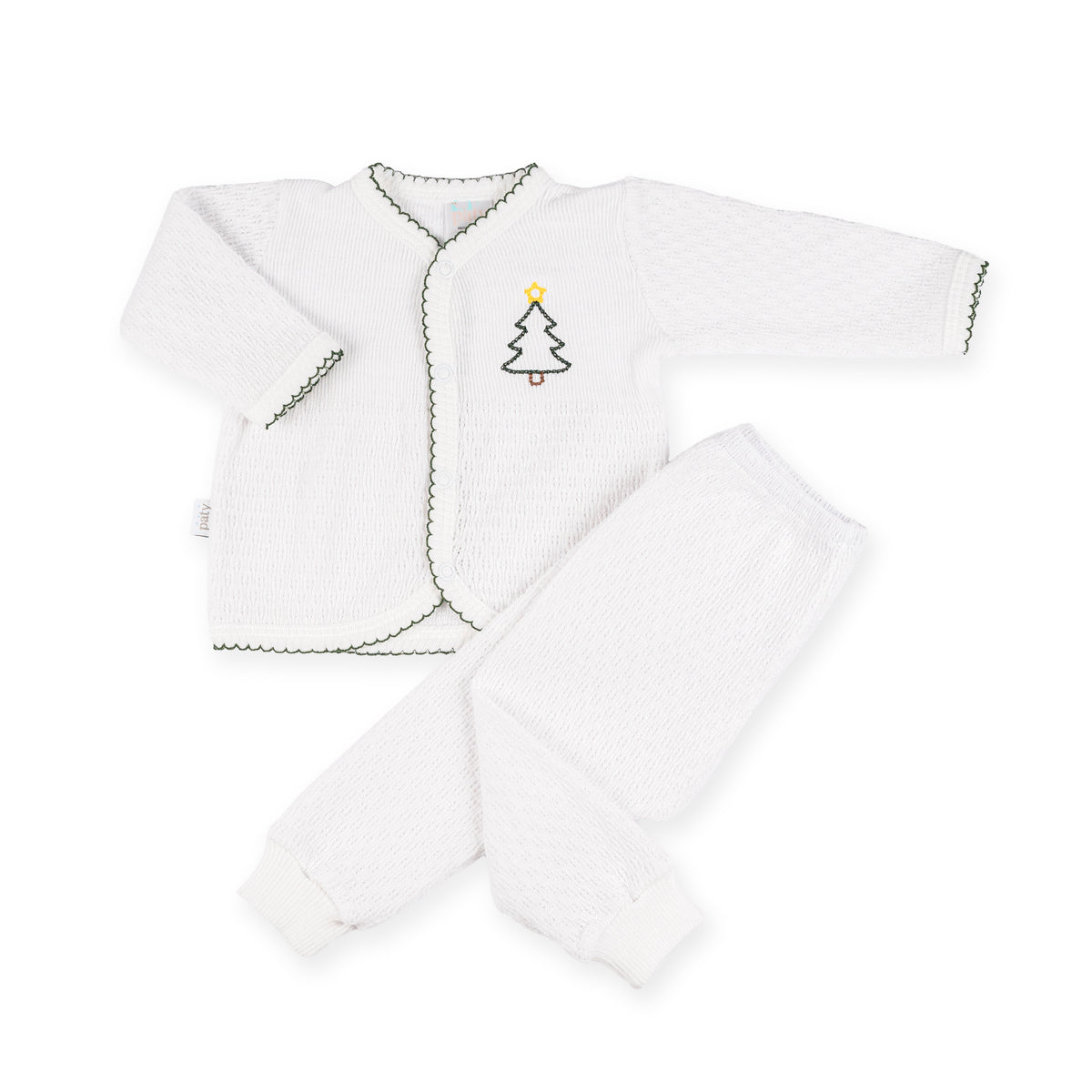 PatyKnit™ Two-Piece Legging Set  with Christmas Tree Embroidery