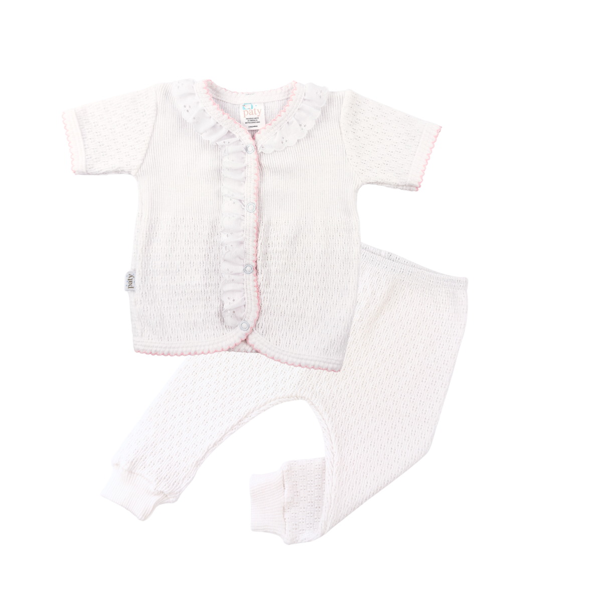 Paty Knit, Eyelet Leggings Short Sleeve Set #161SSE