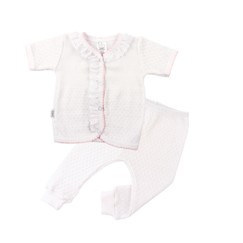 Paty Knit, Eyelet Leggings Short Sleeve Set #161SSE