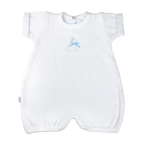 Paty Knit Straight Hem Bubble with Bunny Embroidery