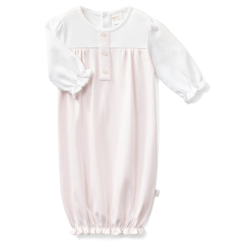 Paty Organic Cotton Placket Gown in Pink Stripe