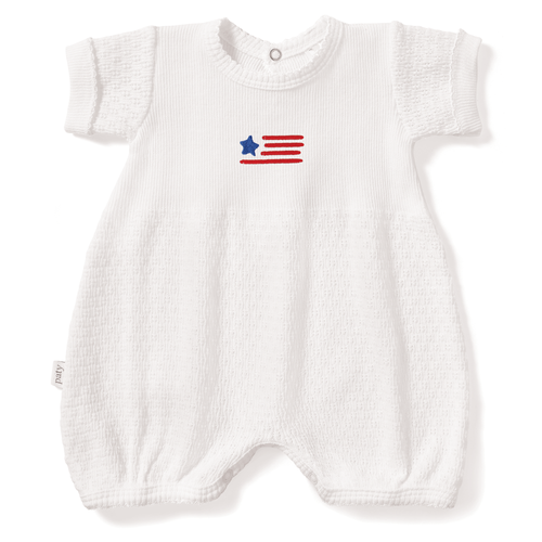 Limited Edition Americana Paty Knit Straight Hem Bubble with Flag Embroidery