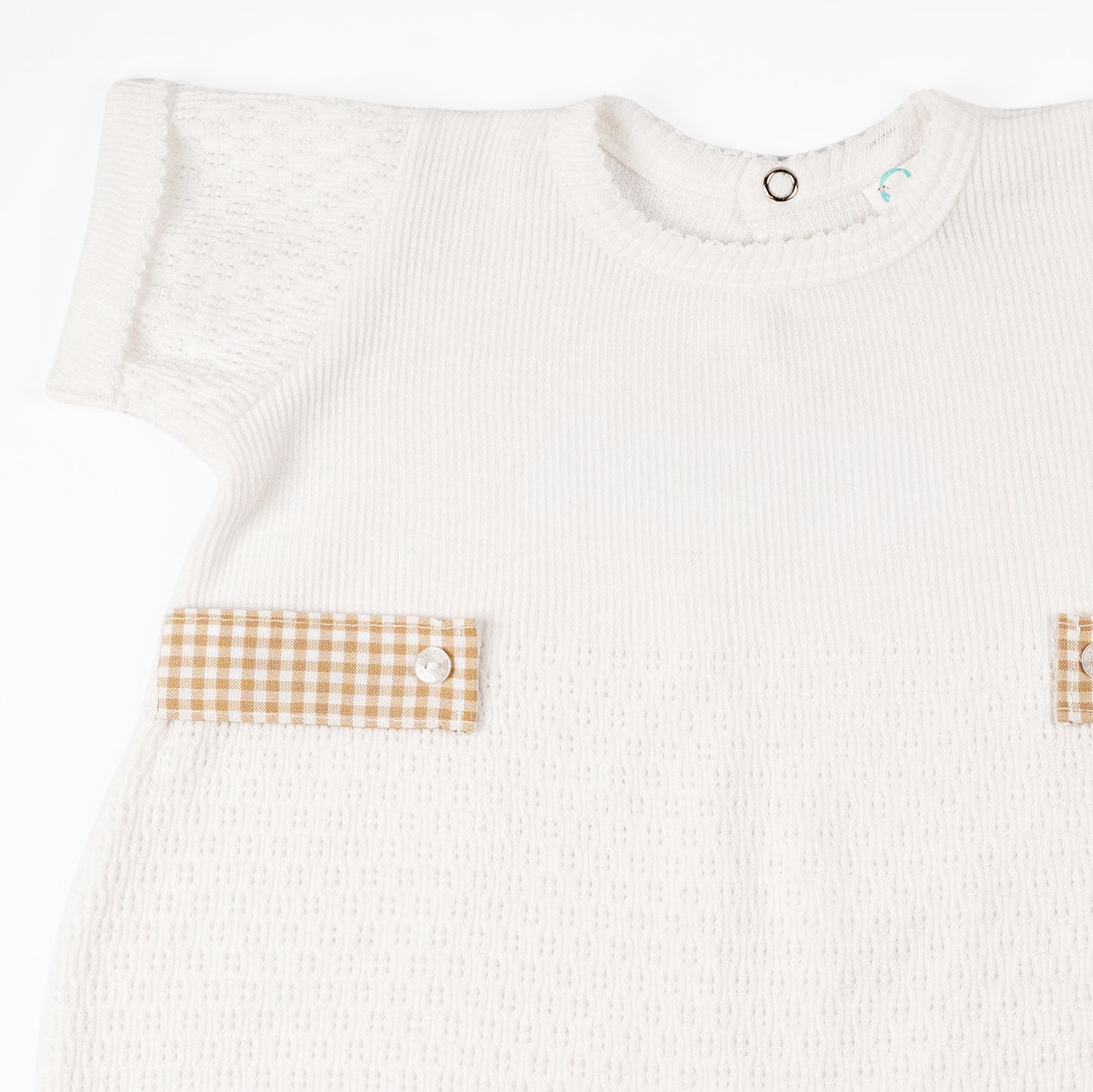 Paty Knit Baby Bubble with Gingham Side Tabs