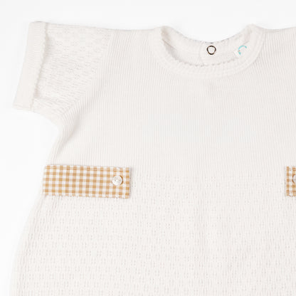 Paty Knit Baby Bubble with Gingham Side Tabs