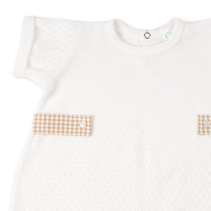 Paty Knit Baby Bubble with Gingham Side Tabs