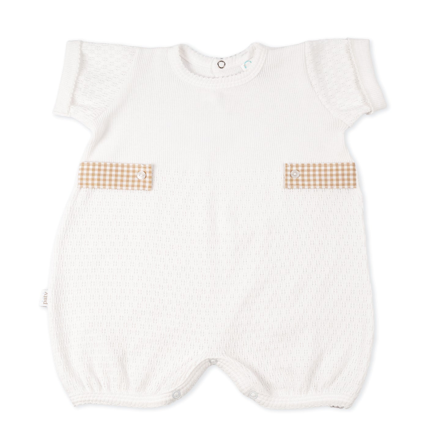 Paty Knit Baby Bubble with Gingham Side Tabs