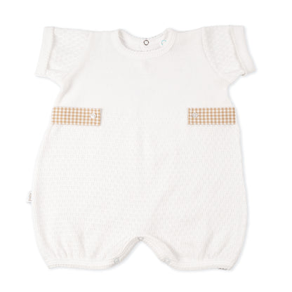 Paty Knit Baby Bubble with Gingham Side Tabs