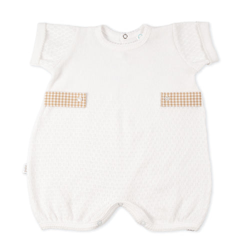 Paty Knit Baby Bubble with Gingham Side Tabs