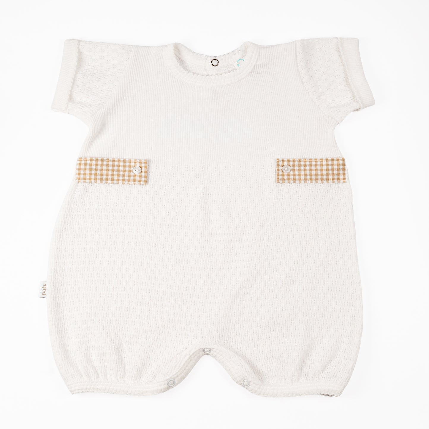 Paty Knit Baby Bubble with Gingham Side Tabs